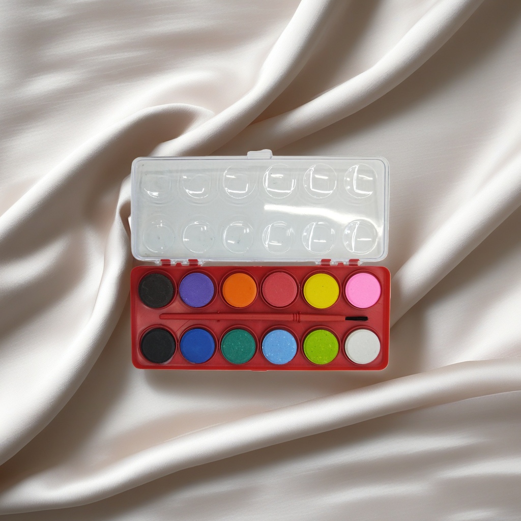 Watercolor paint box with metal casing, shockproof portable 24-color student watercolor set
