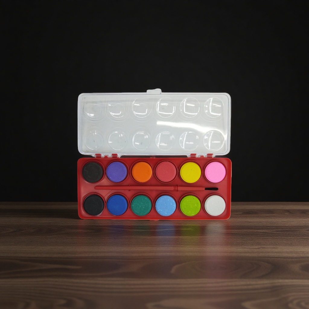 Watercolor paint box with metal casing, 24-color waterproof and quick-drying, portable for students' art classes