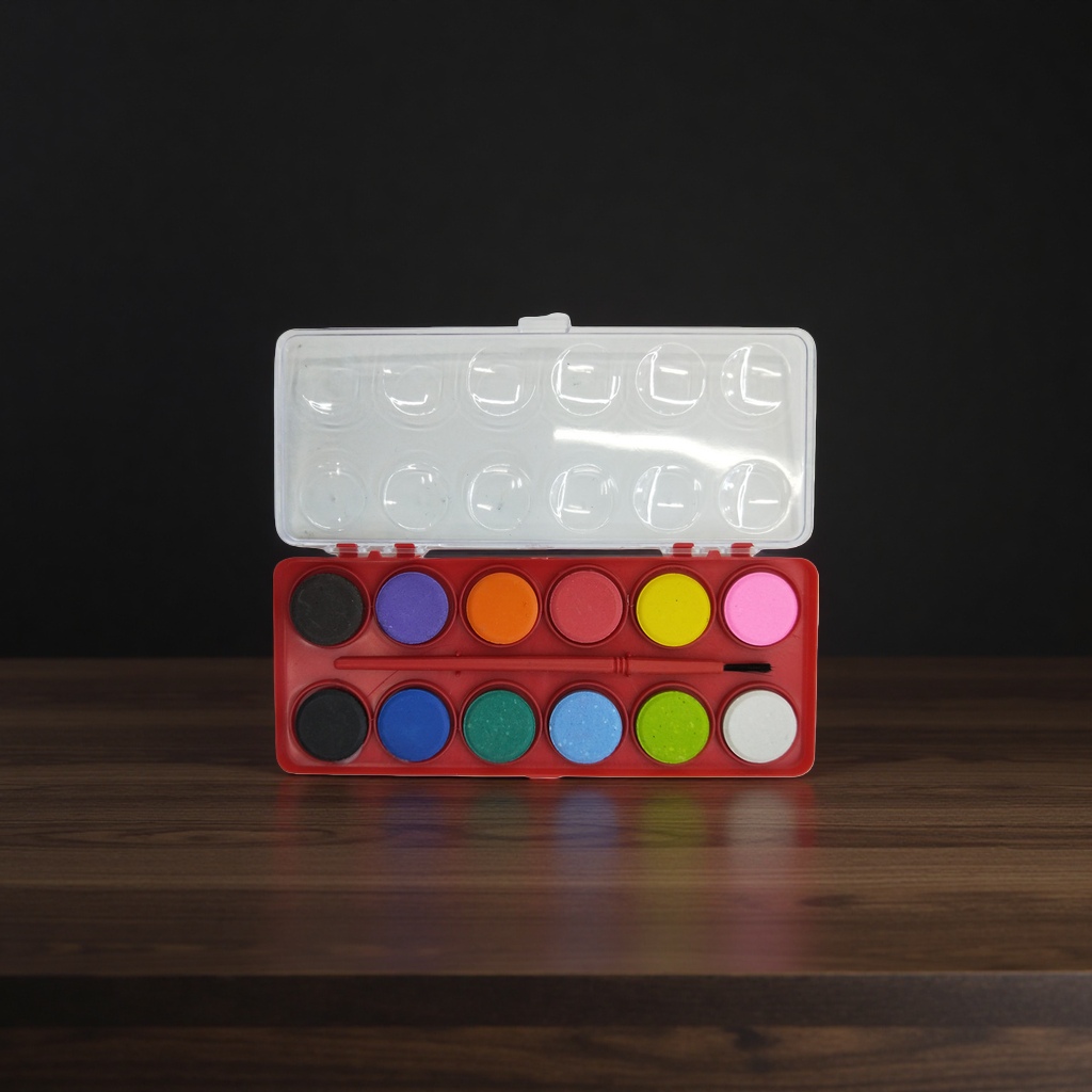 Watercolor paint box with metal casing, 24-color waterproof and quick-drying, portable for students' art classes Specification image