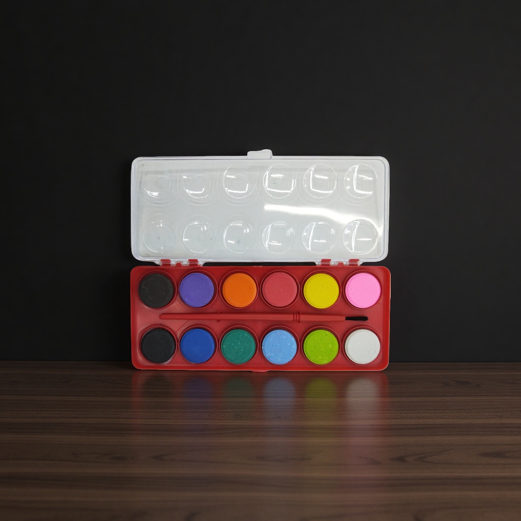 Watercolor paint box with metal casing, 24-color waterproof and quick-drying, portable for students' art classes Application Scenario