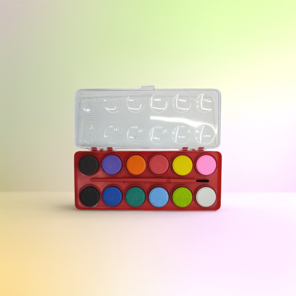 Watercolor paint box, leak-proof and sealed 24-color student art class watercolor set, lightweight travel storage details Picture