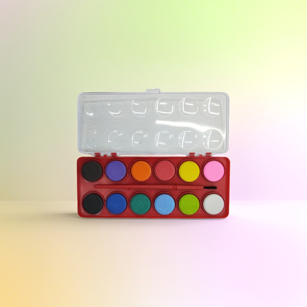 Watercolor paint box, leak-proof and sealed 24-color student art class watercolor set, lightweight travel storage Specification image