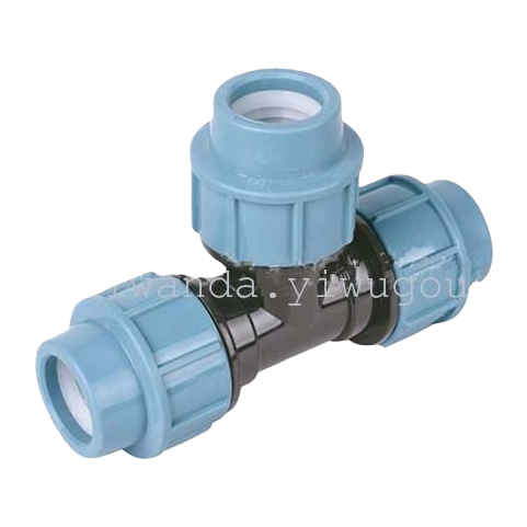 Blue plastic three-way joint, PVC pipe fitting, 20mm, 304 stainless steel internal thread right-angle water distributor Item Picture