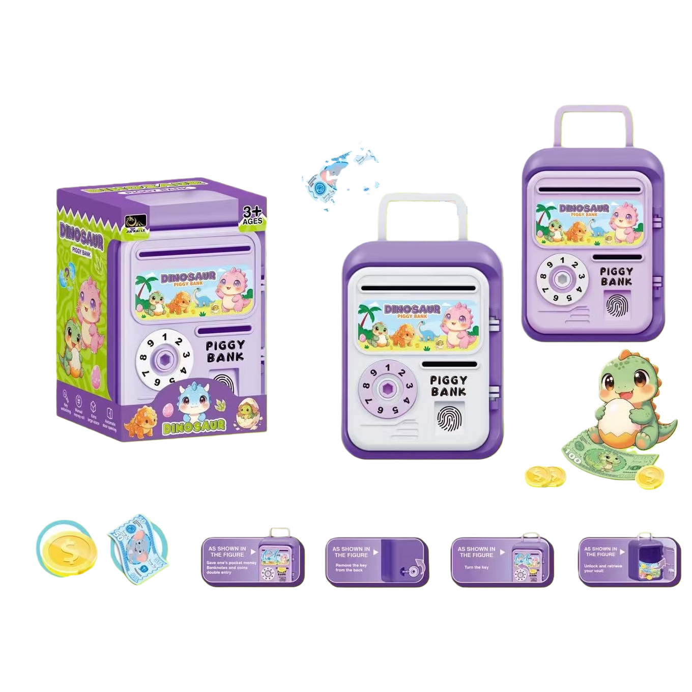 Dinosaur theme niños caja de ahorros de cerámica de dibujos animados cute moe funny household hold Item Picture
