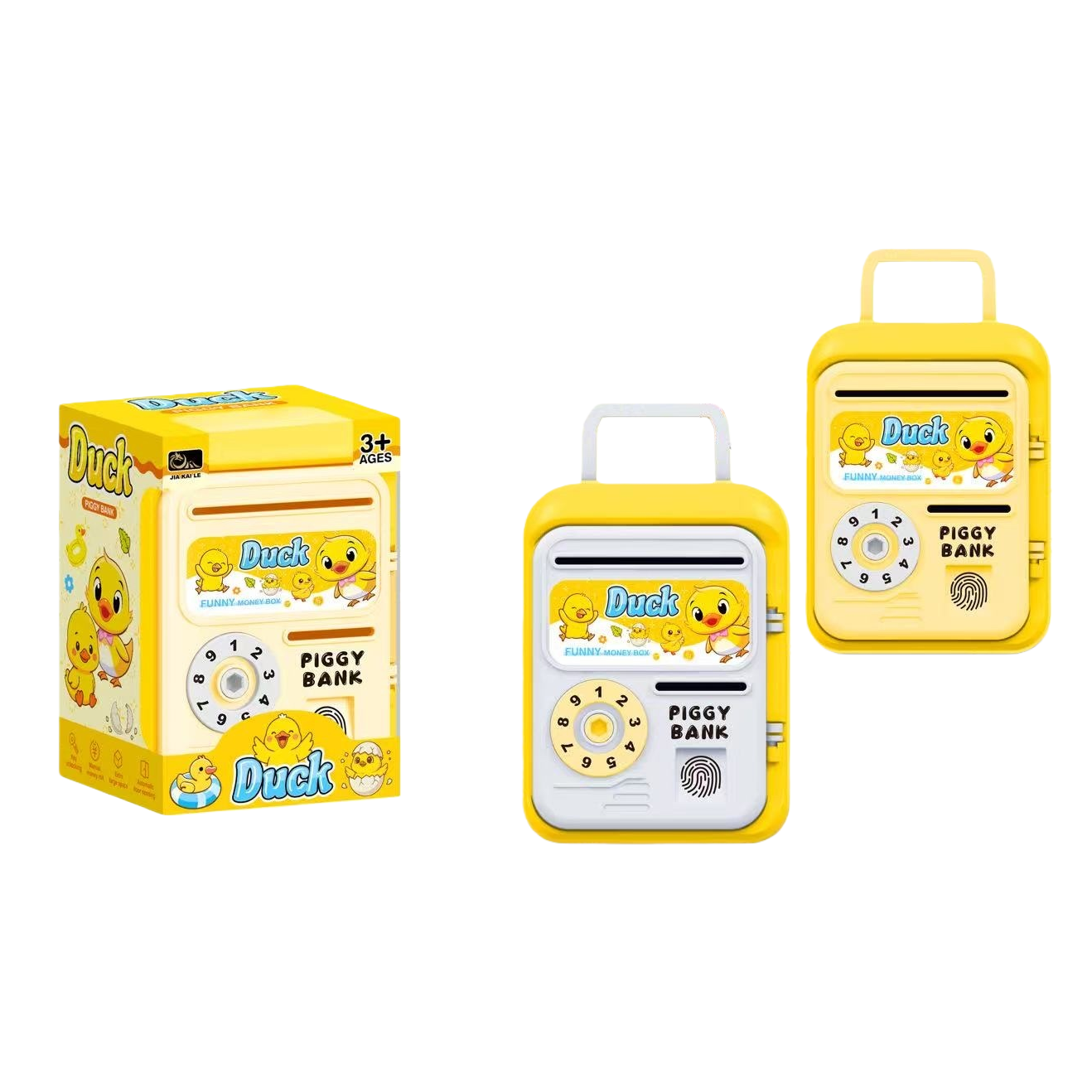Yellow duckling electronic password children's toy piggy bank, cute cartoon piggy bank Item Picture