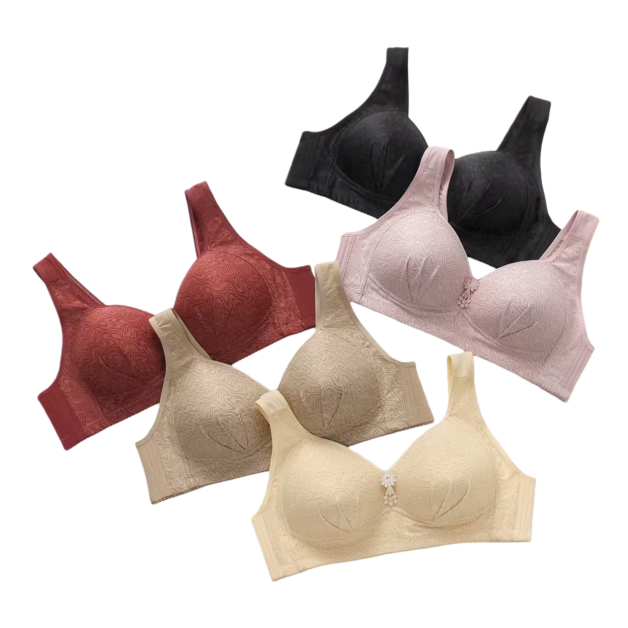 Five multi-color bras, black brick red khaki bean paste skin tone, export bras and underwear Item Picture