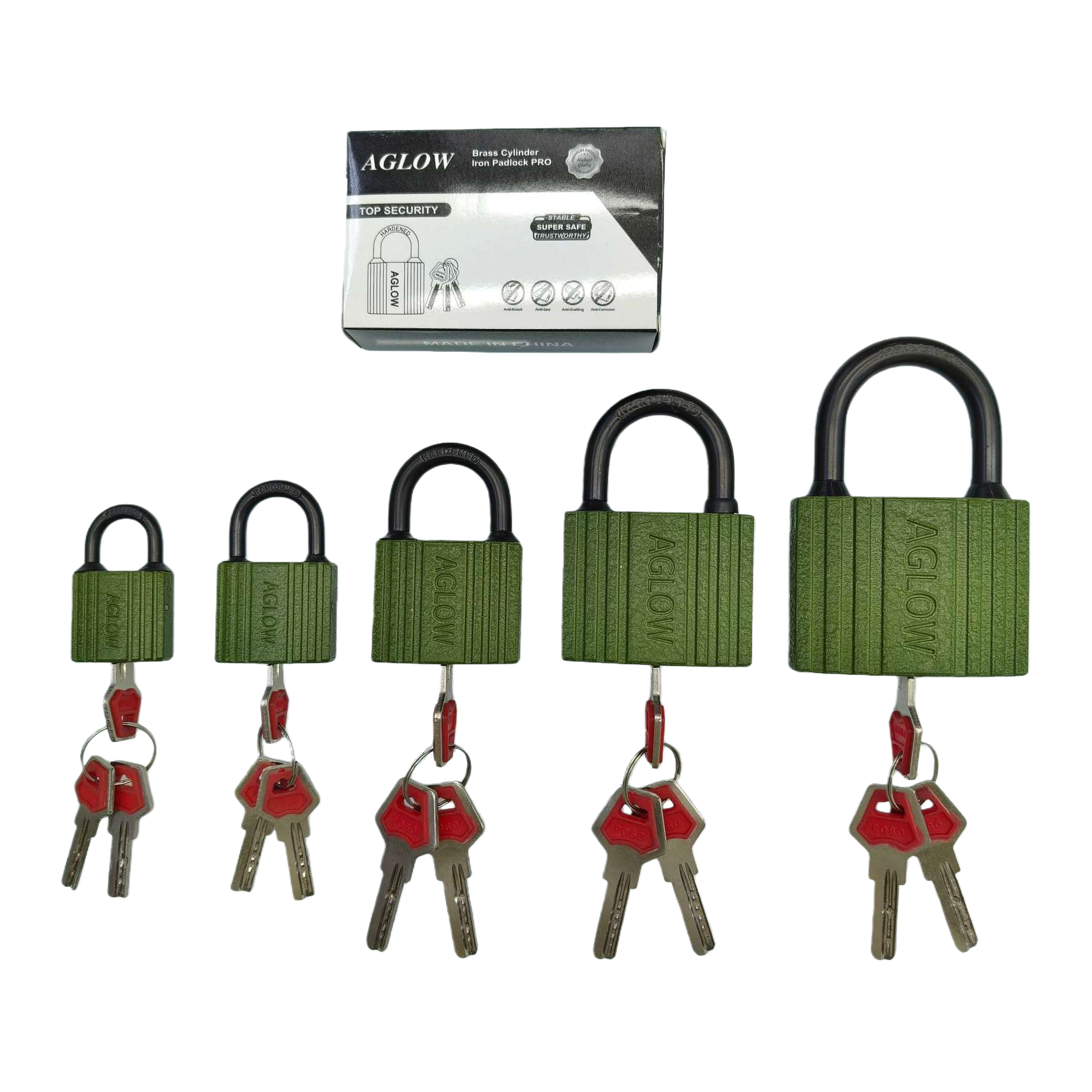 AGLOW green padlock, a series of anti-rust, durable and silent locks for home and office doors and cabinets Item Picture