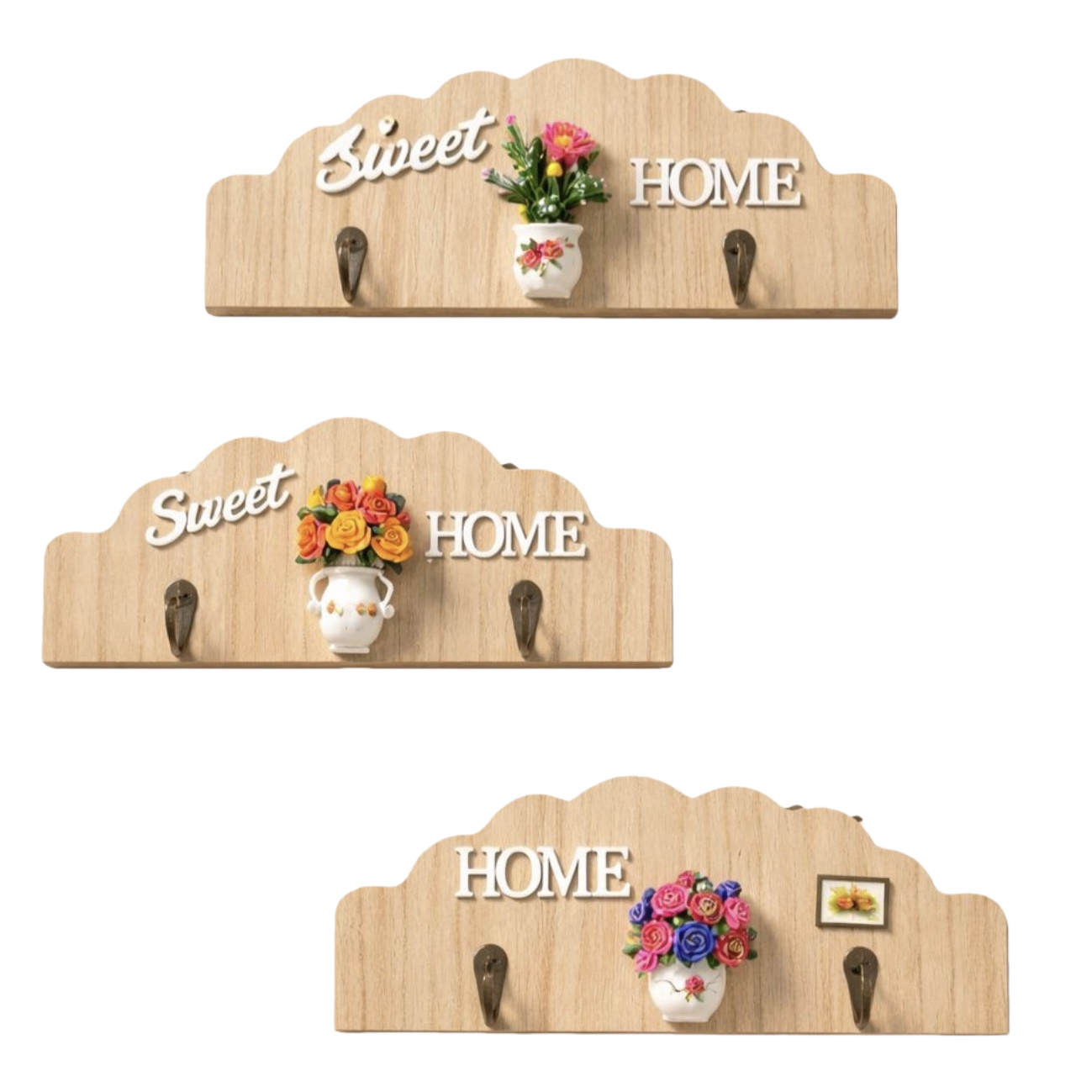 Decorative wooden hook rack, Nordic-style wall-mounted storage rack for the living room entrance Item Picture