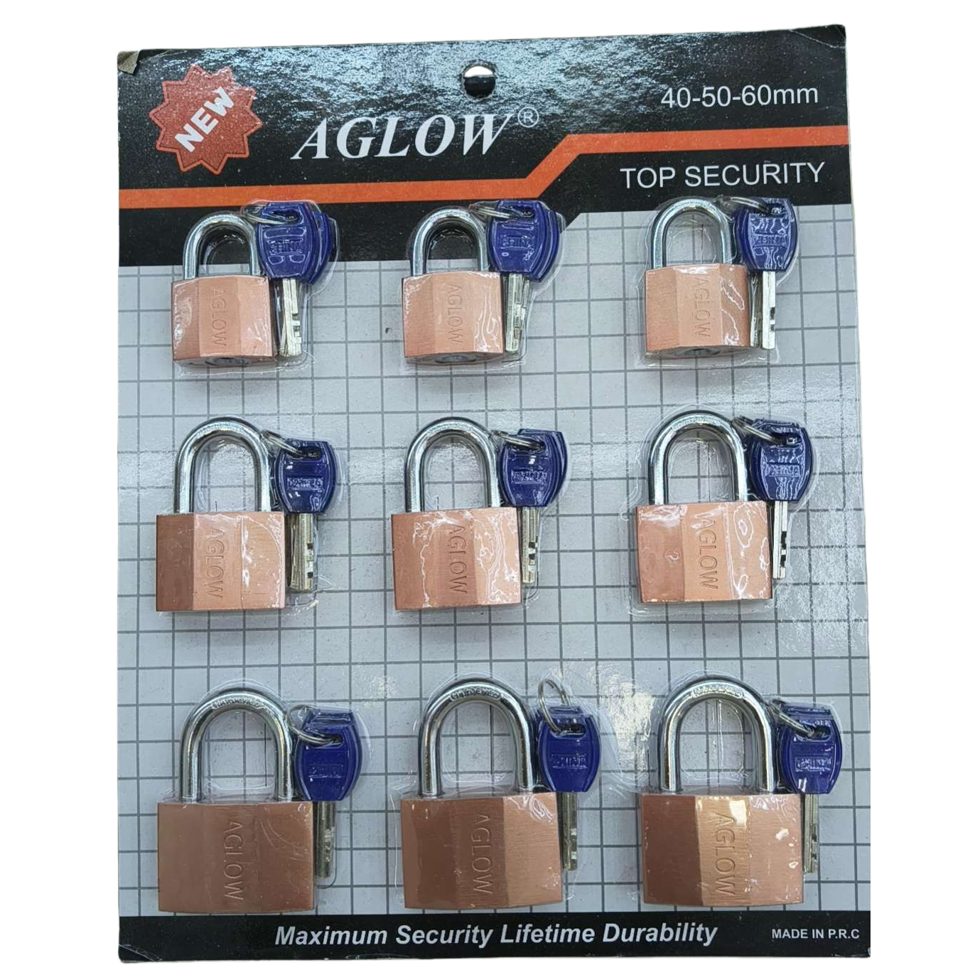 AGLOW's new high-security copper-colored padlock set comes with a key Item Picture