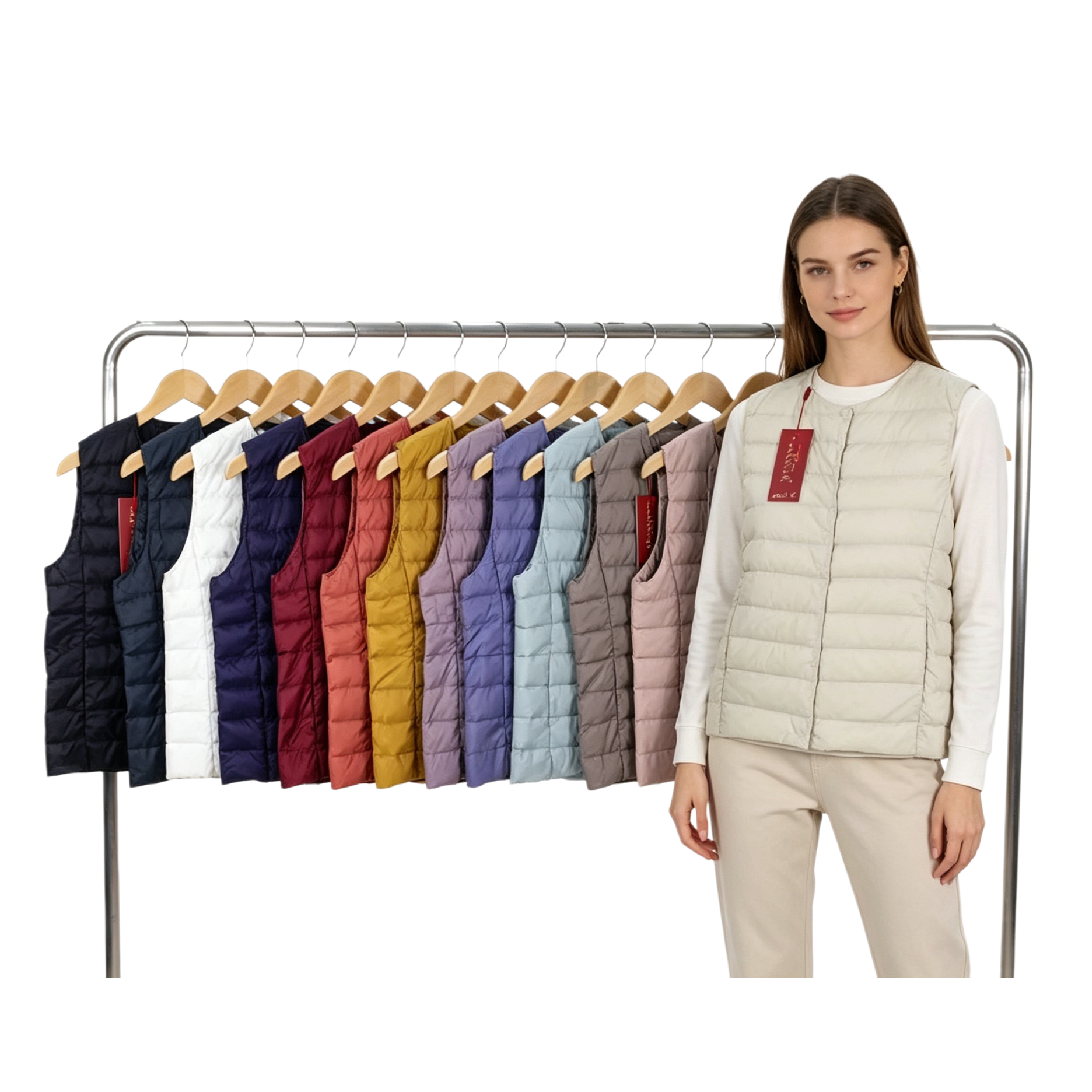 Colorful down 50-down vest for women, warm, lightweight and windproof vest Item Picture