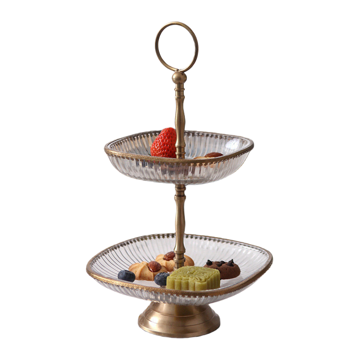 Double-layer glass fruit plate, household living room fruit plate, heat-resistant, explosion-proof, transparent high borosilicate Item Picture