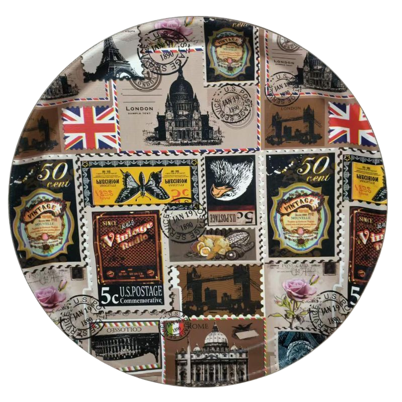 Circular collage-style decorative plate, home decor, dinner plate, living room coffee table decoration Item Picture