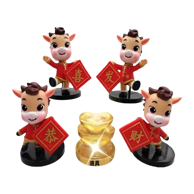 4 sets of Horse Year mascot figurines for living room and study decoration, bringing good luck and happiness Item Picture