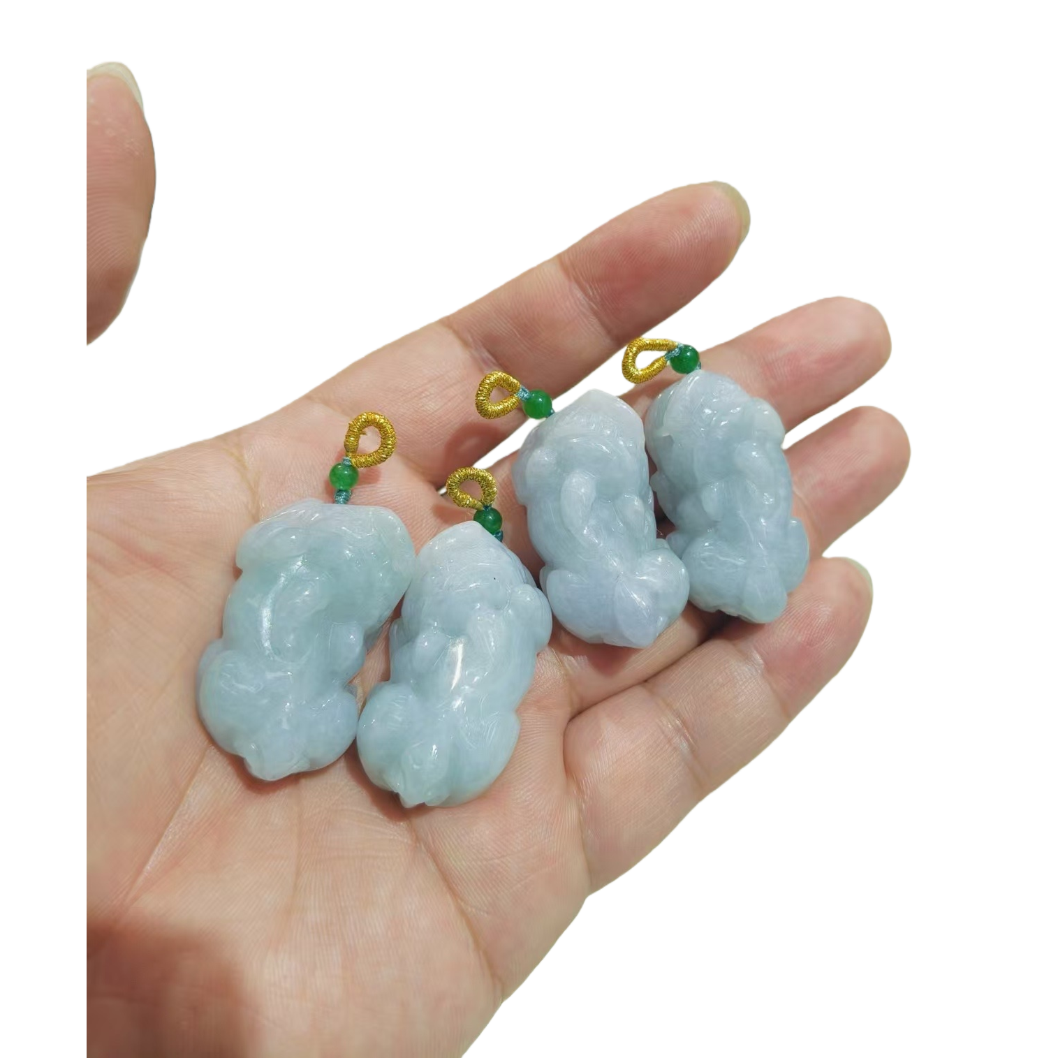 翡翠貔貅吊坠白底实物图