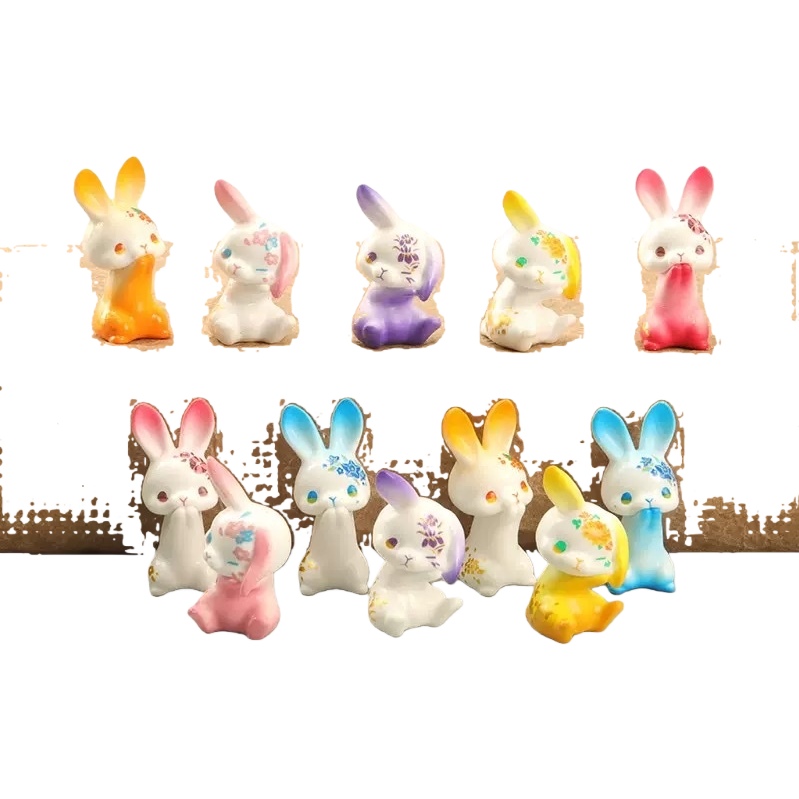 الأرانب الملونة ترتيب غرفة نوم الأرانب، زينة الخزف Item Picture