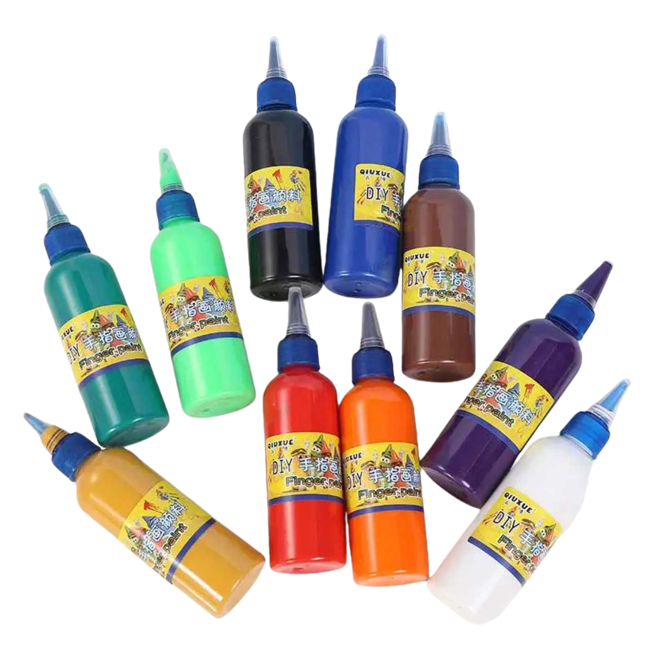 Colorful finger painting paint set, bottled, safe for children, non-toxic and washable Item Picture