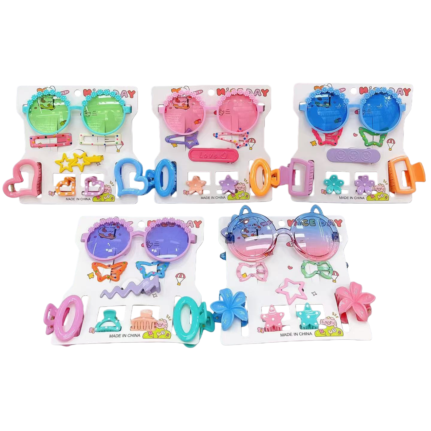 A set of children's toy glasses and hair accessories, a cute cartoon girl's birthday gift Item Picture