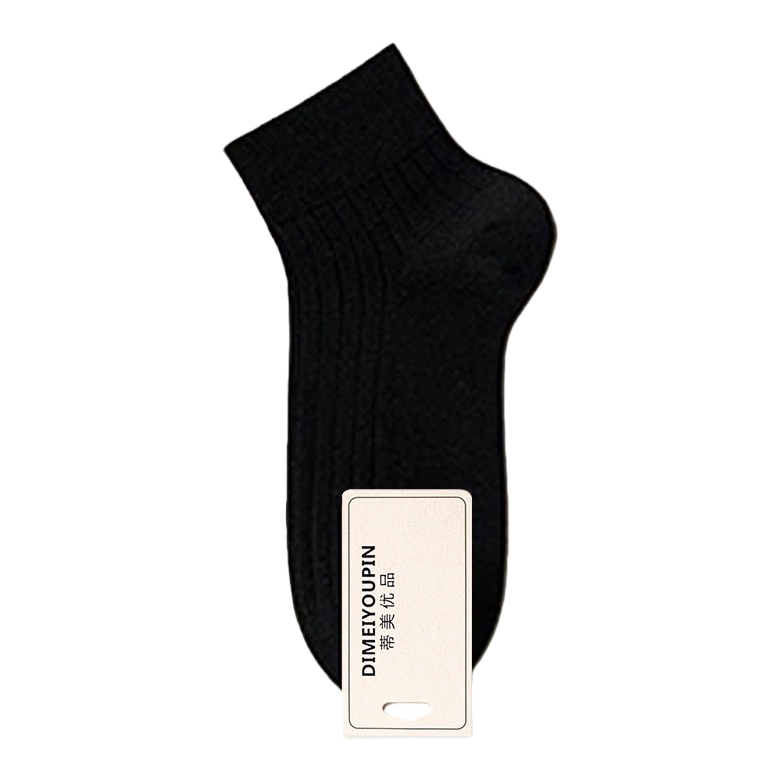 Black short socks made of pure cotton, sweat-absorbing and breathable, suitable for both men and women, basic style Item Picture