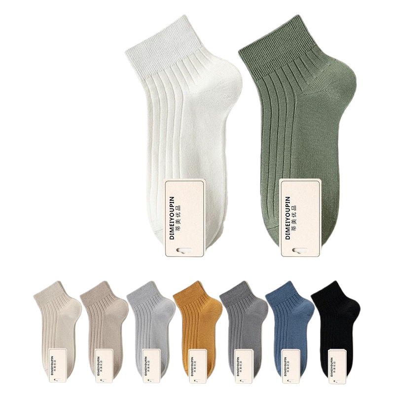 Pure cotton mid-calf socks for both men and women, sweat-absorbing, breathable, comfortable and versatile, 12-pair set Item Picture