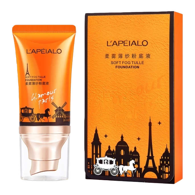 LAPEIALO Soft Mist Chiffon Foundation in orange packaging, light and thin concealer, long-lasting makeup and oil control Item Picture