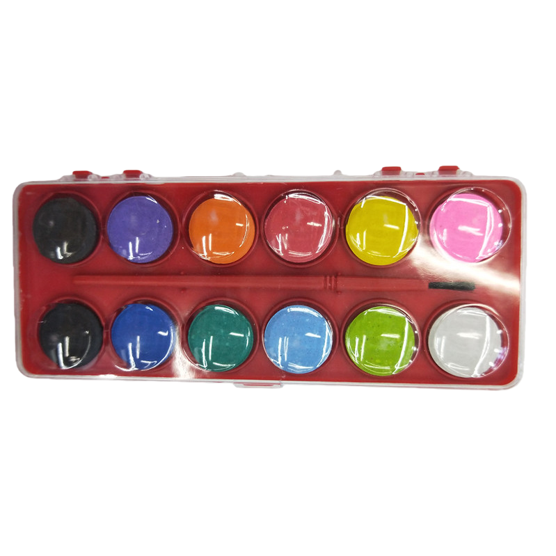 Children's safe and non-toxic color watercolor palette, 12-color tear-off drawing paper set Item Picture