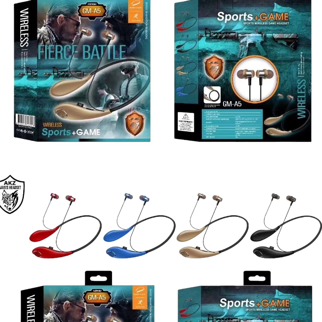 وعُرض شريط فيديو لألعاب الحركة اللاسلكية GM-A5 ومنتجات سماعات الرأس المتعددة الألوان Item Picture