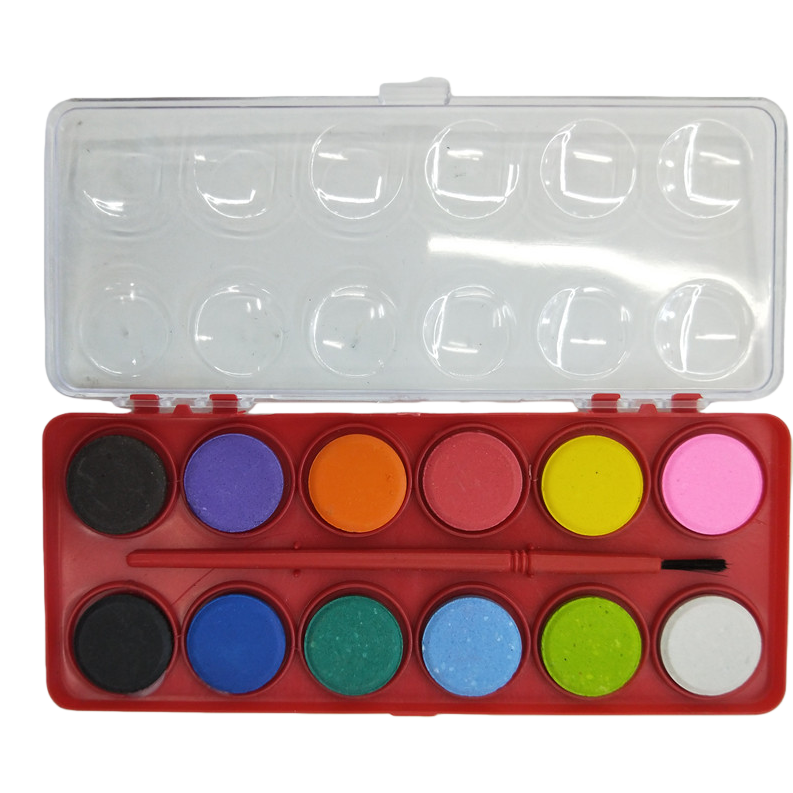 Watercolor paint box with metal casing, 24-color waterproof and quick-drying, portable for students' art classes Item Picture