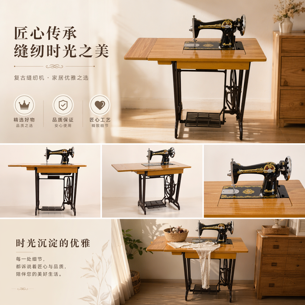 家用多功能电动缝纫机 便携式家用缝纫机18针双线锁边详情1