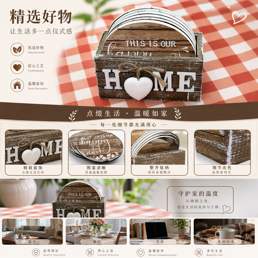 Wooden decorative storage box, multi-functional living room and bedroom desktop organization box pic 1