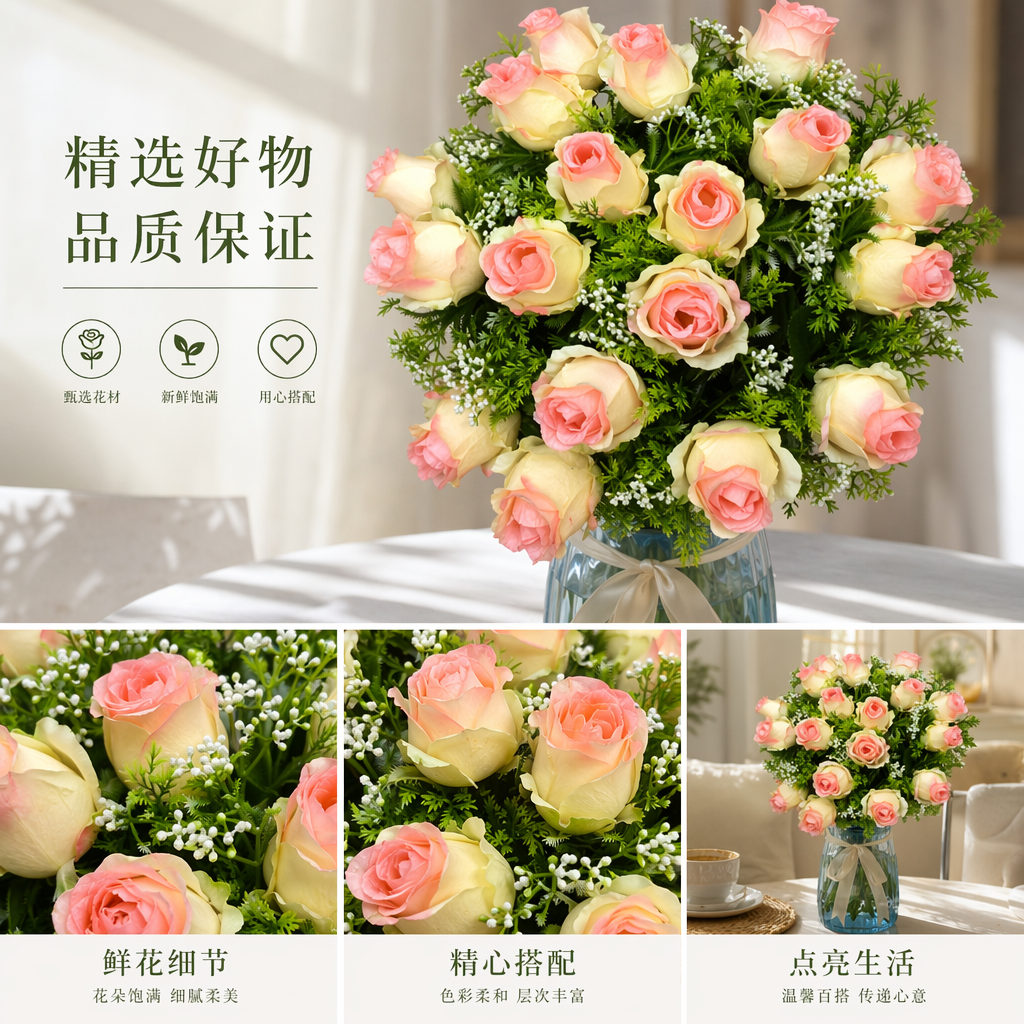 浪漫玫瑰花束 精美包装 适合情人节生日求婚送礼详情1
