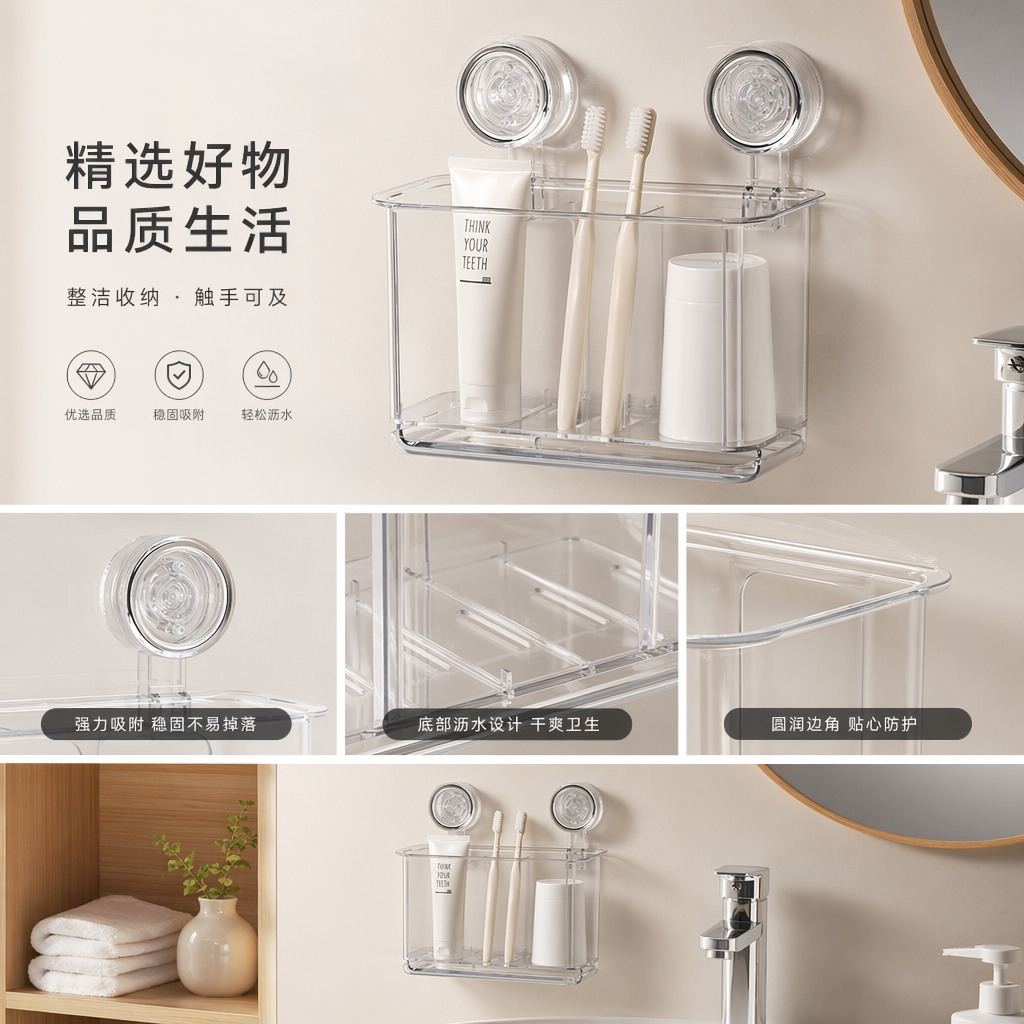 透明旋钮吸盘筷子收纳盒2详情1