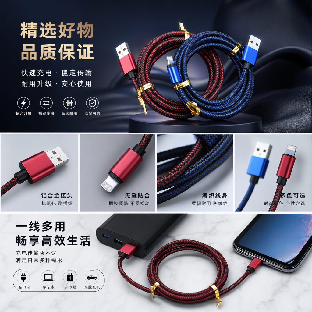 苹果原装Lightning数据线1米 白色充电线快充耐用兼容iPhone详情1