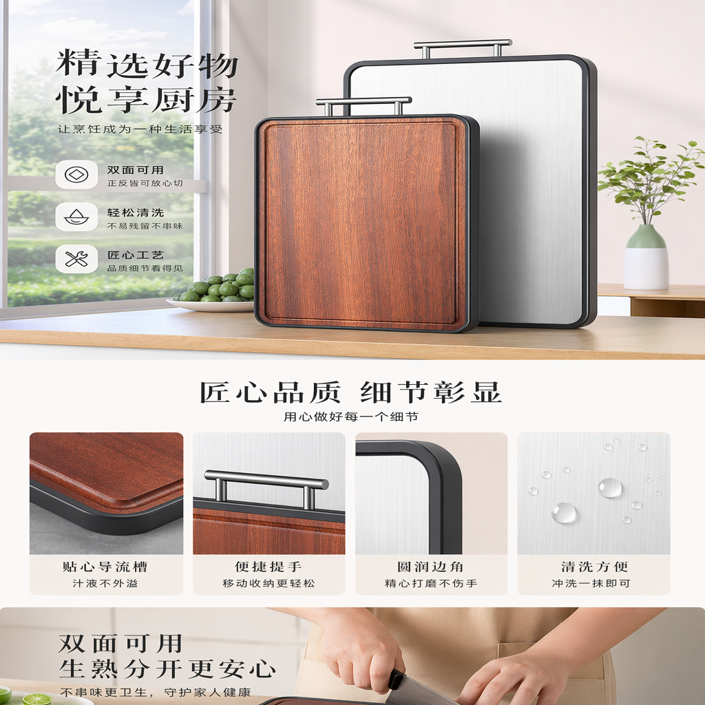 厨房用具实木砧板加厚防滑切菜板家用多功能料理案板详情1