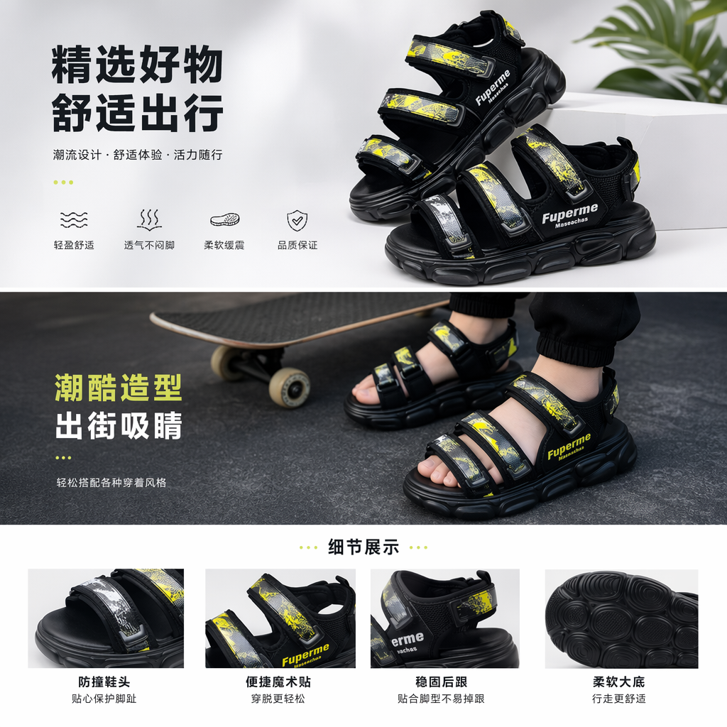 运动鞋凉鞋 男女同款透气防滑休闲鞋详情1