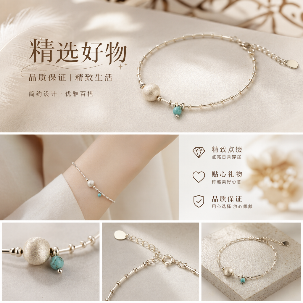 手链 女款简约时尚百搭手链 金属编织细链详情1