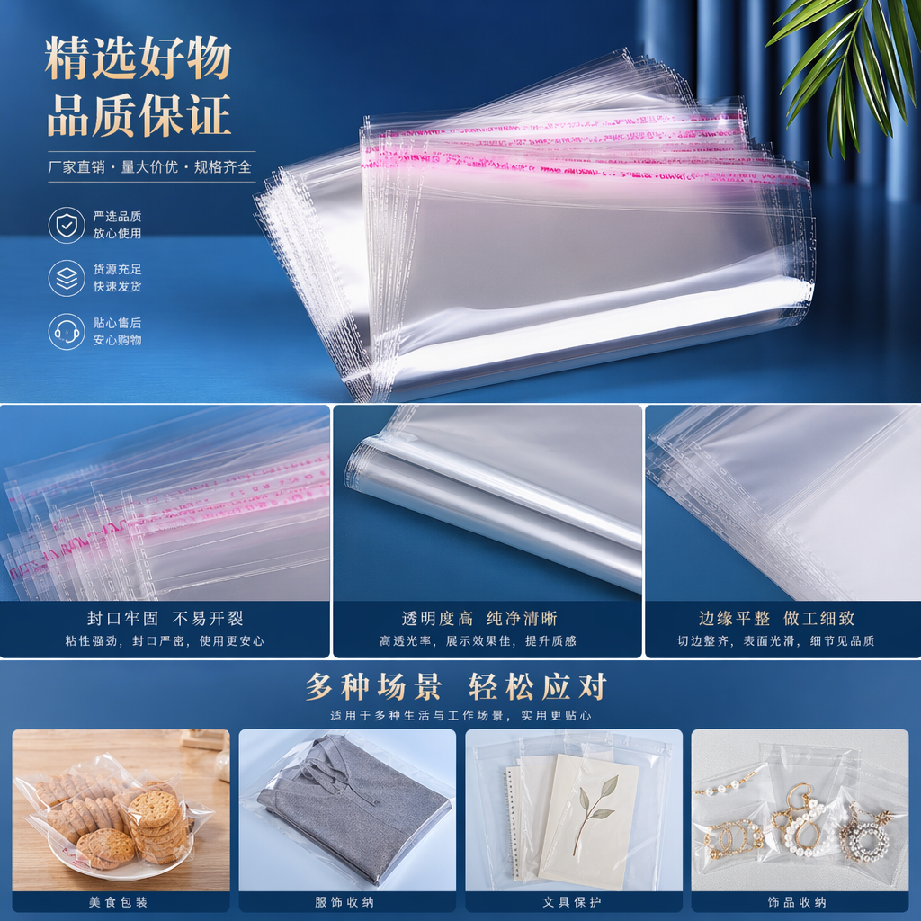 Thickened transparent plastic bags, tear-resistant, food-grade sealed preservation bags available in multiple sizes pic 1