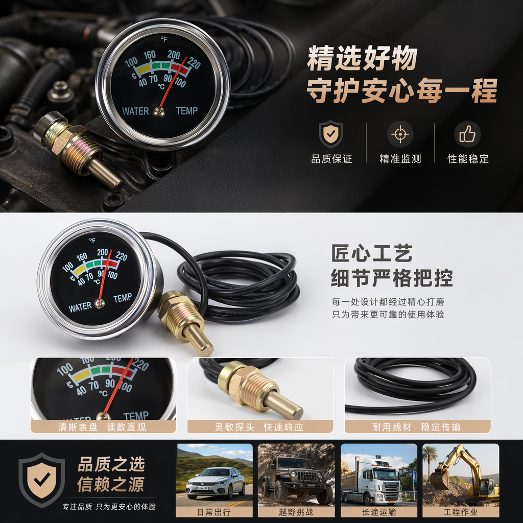 厂家直销水温表 汽车水温表 机械式水温表 0-120摄氏度详情1