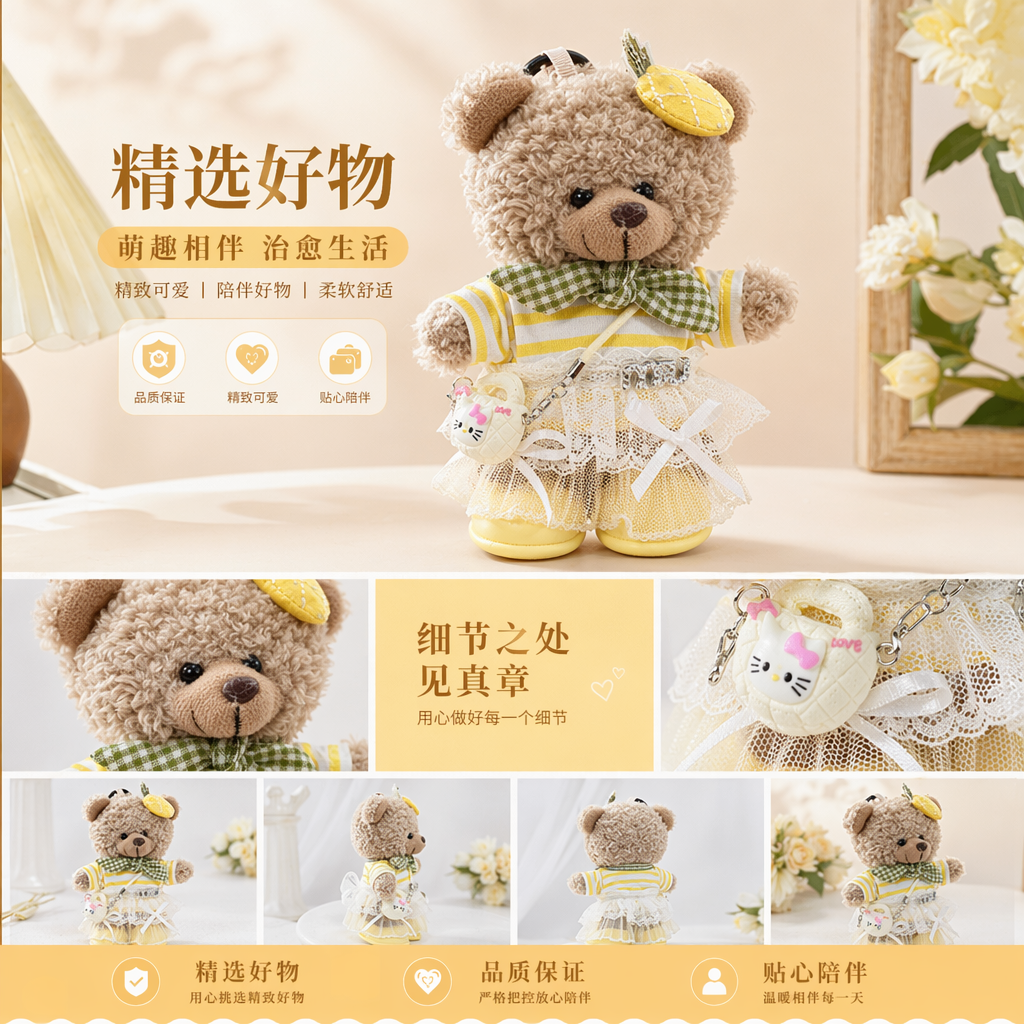 毛绒玩具泰迪熊短绒 plush 安抚陪伴儿童礼物详情1