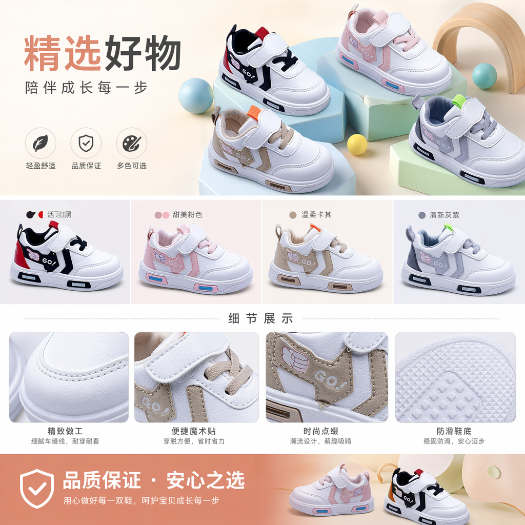儿童运动鞋透气轻便防滑耐磨适合学步跑步详情1