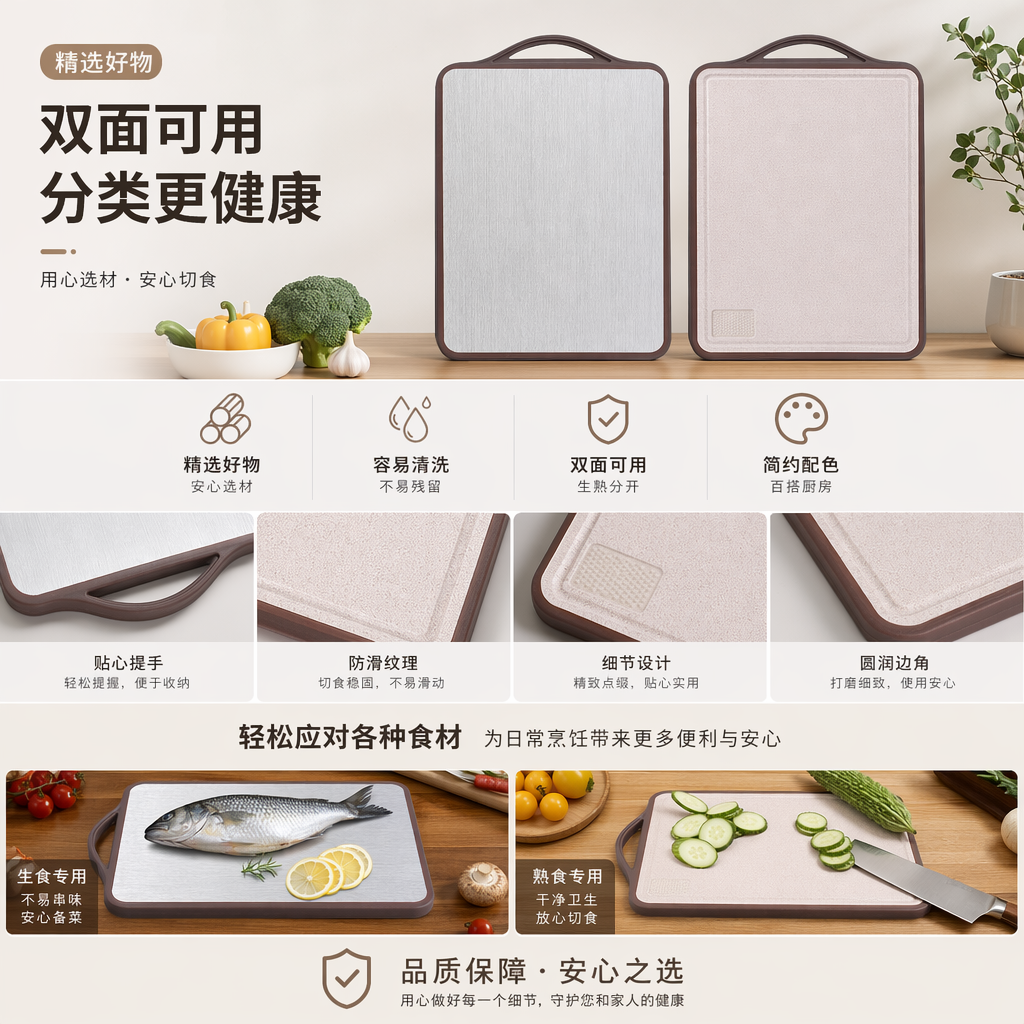 双面可用加厚竹制砧板 厨房切菜板防滑静音耐用易清洗详情1