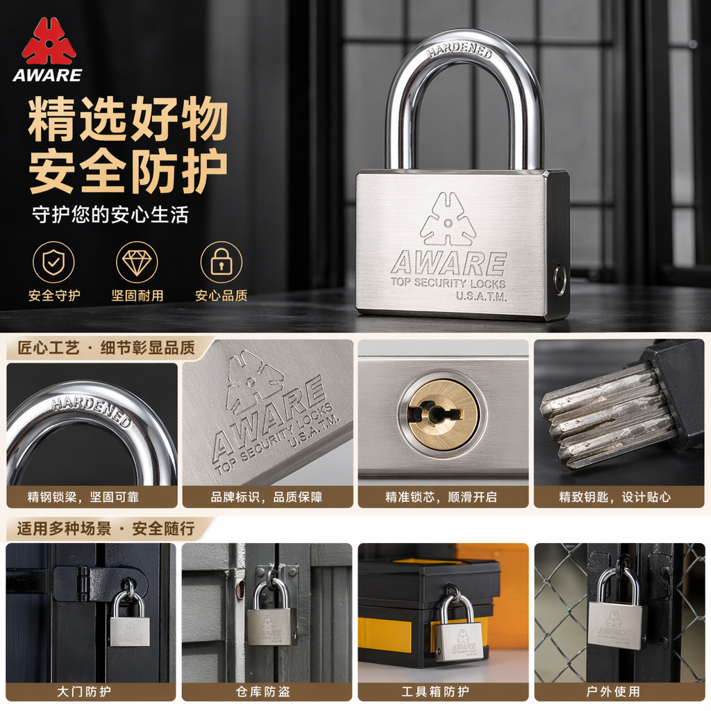金属挂锁 防撬防盗挂式锁具 家用办公仓库门锁详情1