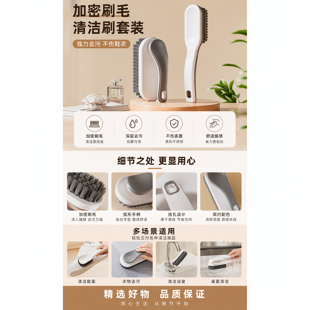 多功能清洁刷套装 含长柄弯头缝隙刷厨房浴室通用详情1