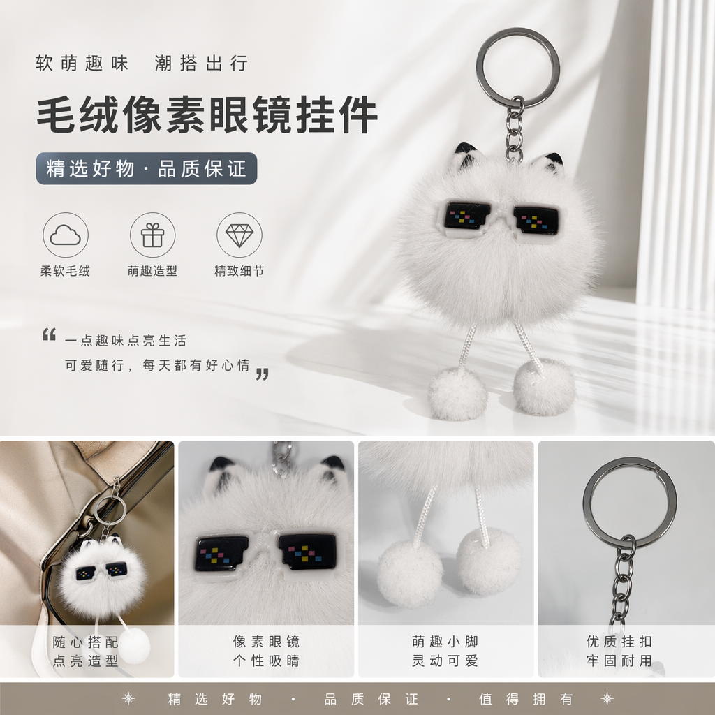 plush toy keychain short fleece plush pendant portable car bag hanging pic 1