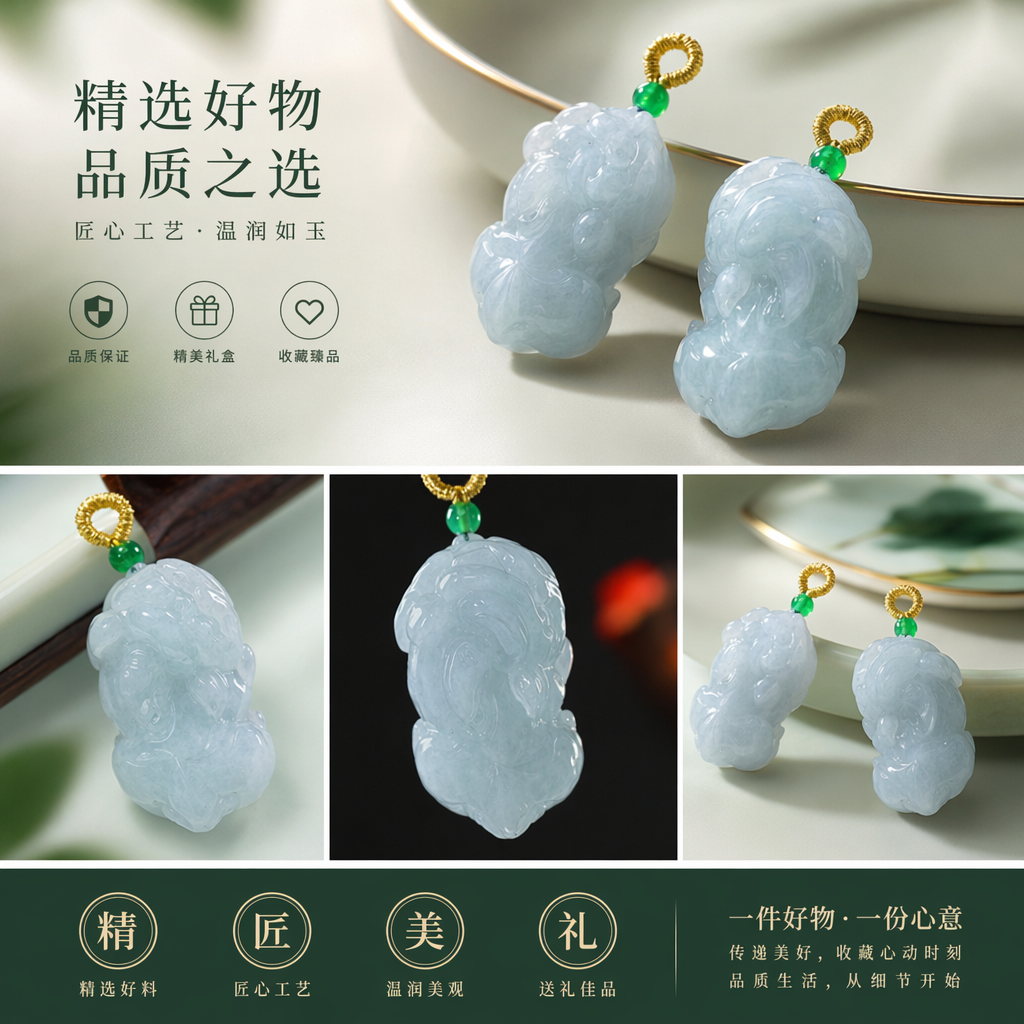 翡翠貔貅吊坠天然A货翡翠玉雕招财纳福挂件详情1