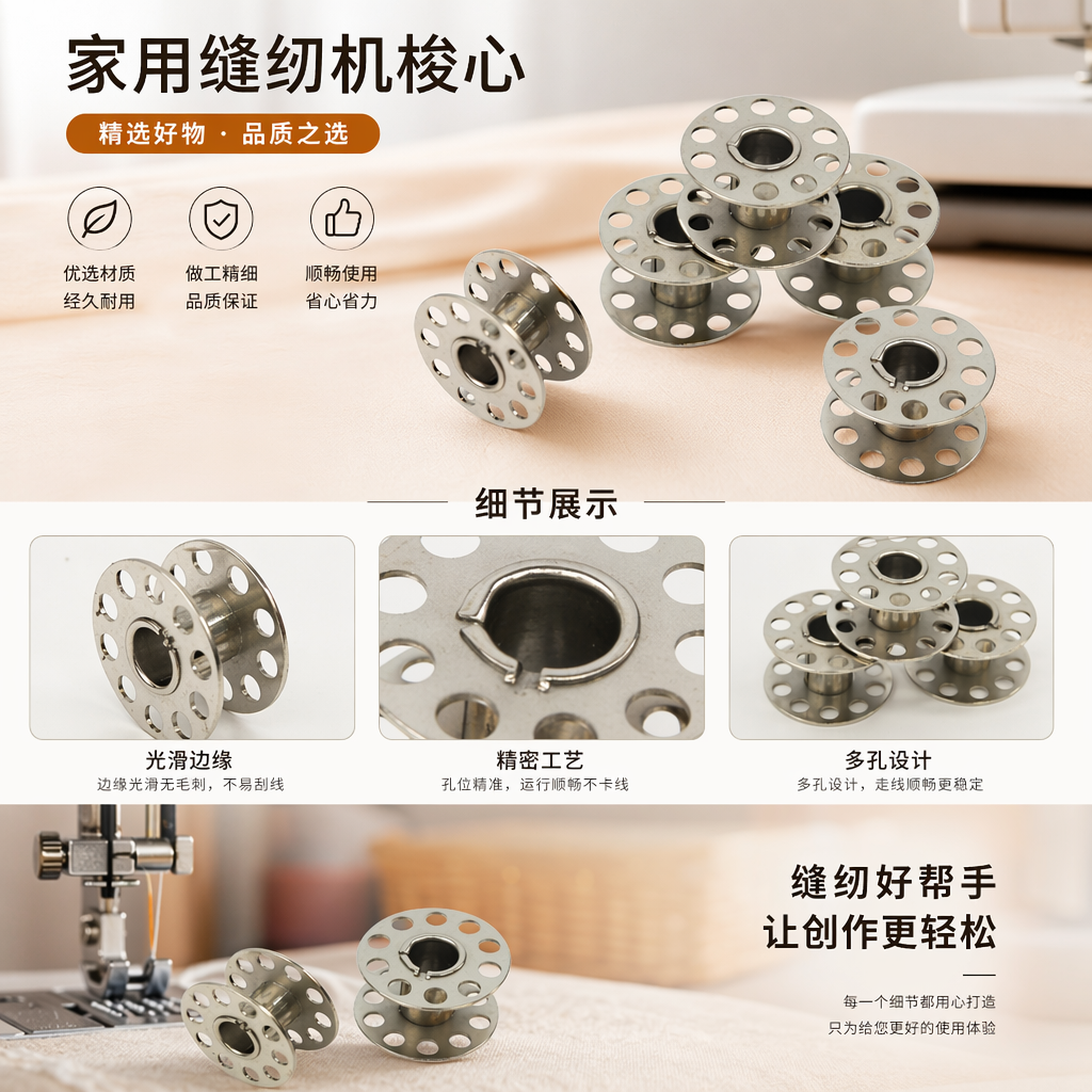 家用缝纫机专用金属梭心 耐磨顺滑适配多品牌机型详情1