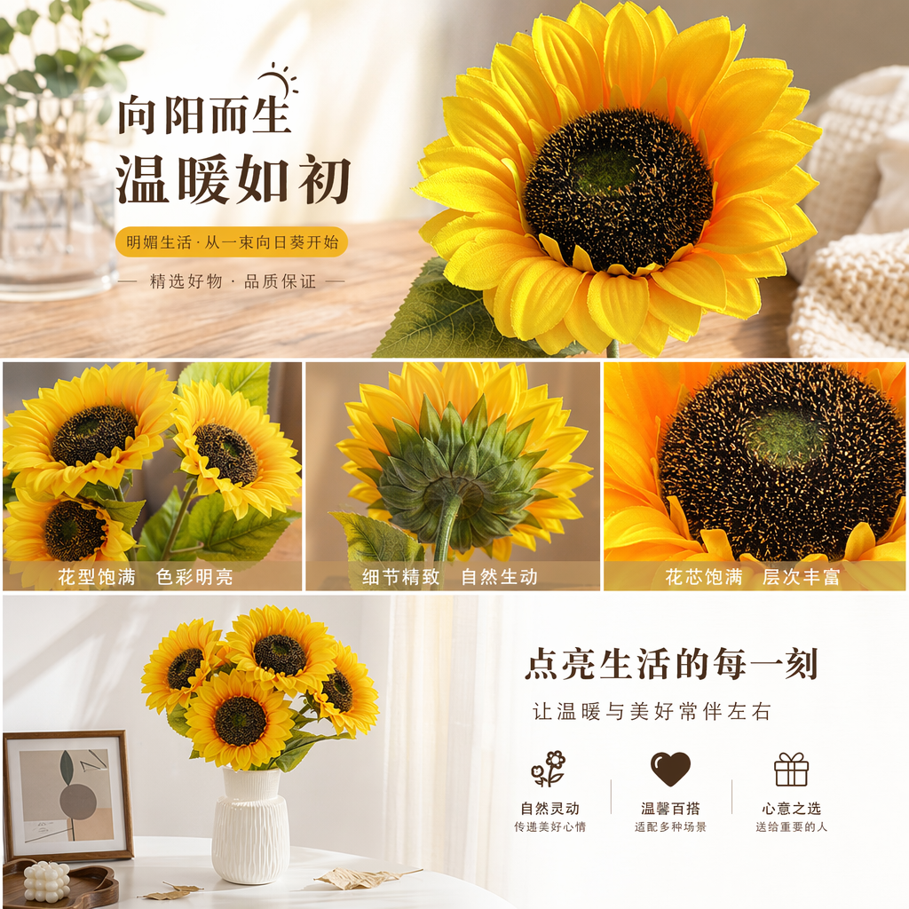向日葵干花仿真花装饰家用客厅卧室摆件详情1