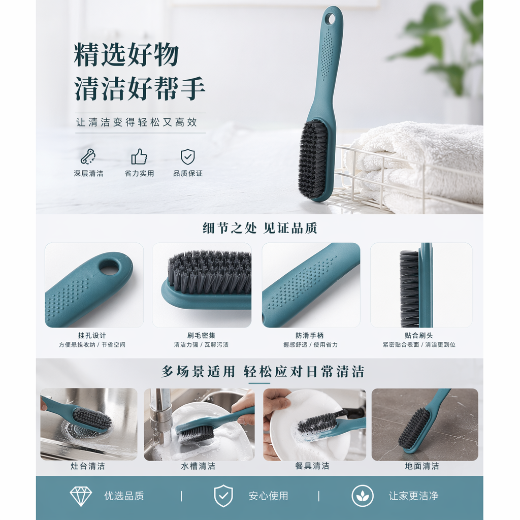 多功能清洁刷子 厨房浴室缝隙去污软毛刷详情1