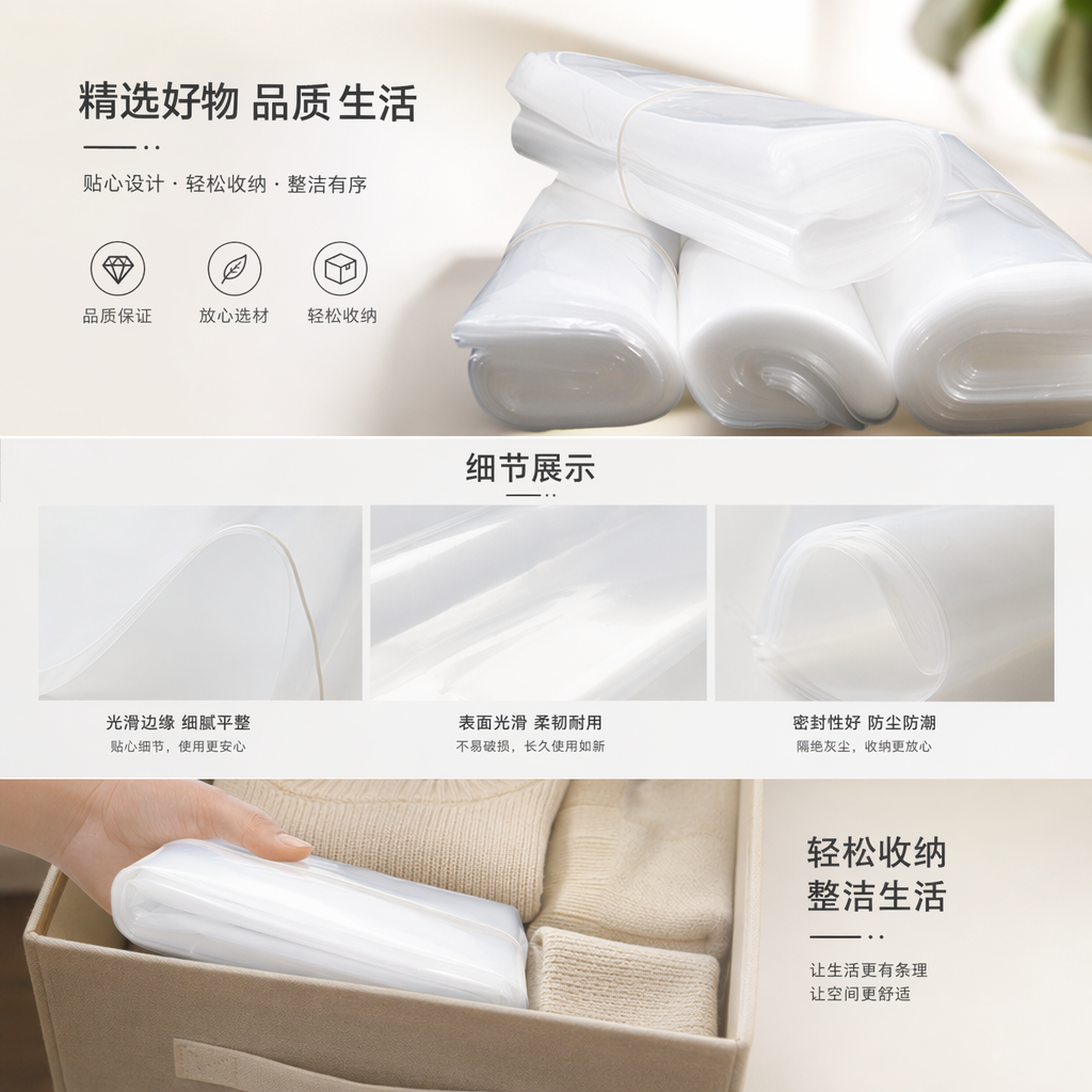 Transparent plastic bag, food-grade thickened sealed self-sealing bag, universal for kitchen storage and preservation pic 1