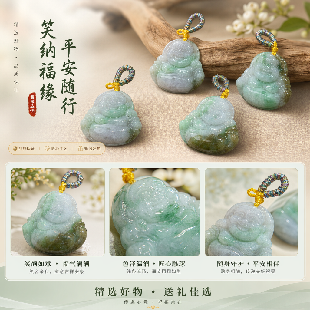 天然翡翠佛公吊坠男士女士平安吉祥玉佩挂件详情1