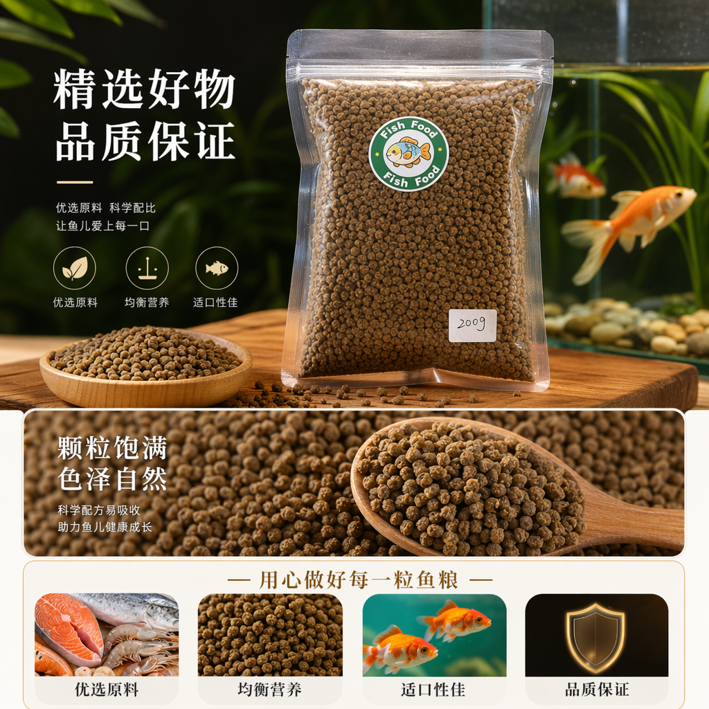 透明包装袋装鱼饲料 水族观赏鱼专用营养颗粒饲料详情1